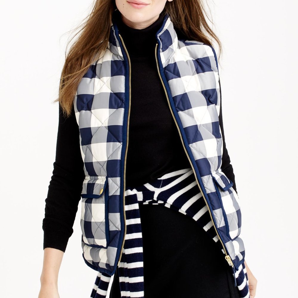 J. Crew Quilted Excursion Vest Buffalo Check PXS
